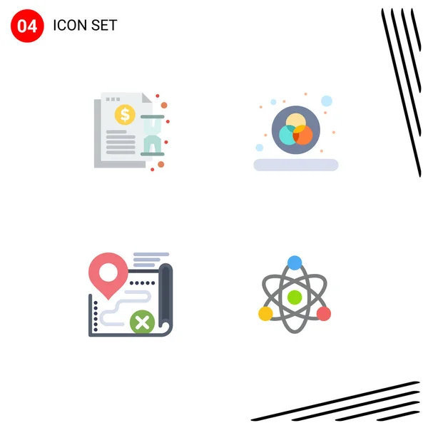 Mobile Interface Flat Icon Set Pictograms Contract Route Notification Design — Vector de stock