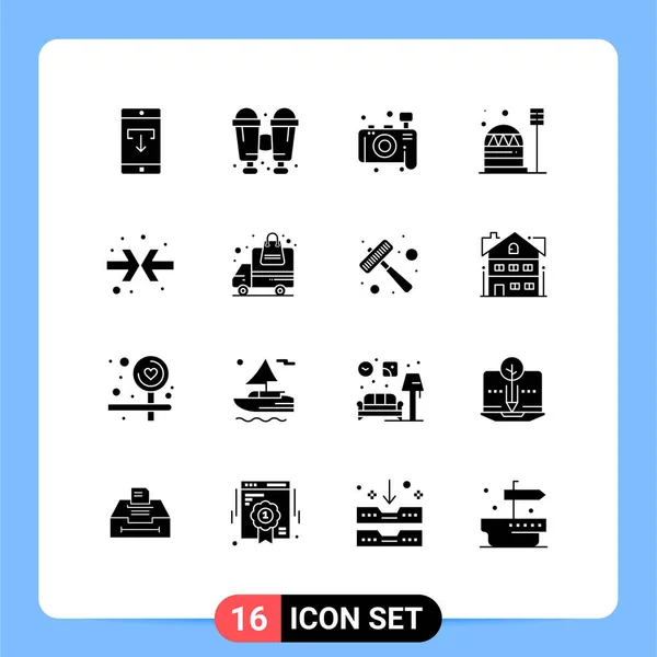 Creative Icons Modern Signs Symbols Arrows Habitation Camera Dome Colony — Stock Vector