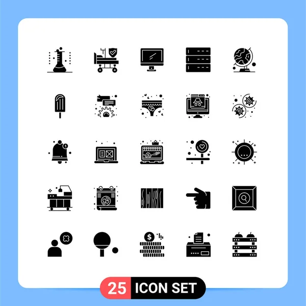 Universal Icon Symbols Group Modern Solid Glyphs Server Data Asuransi - Stok Vektor