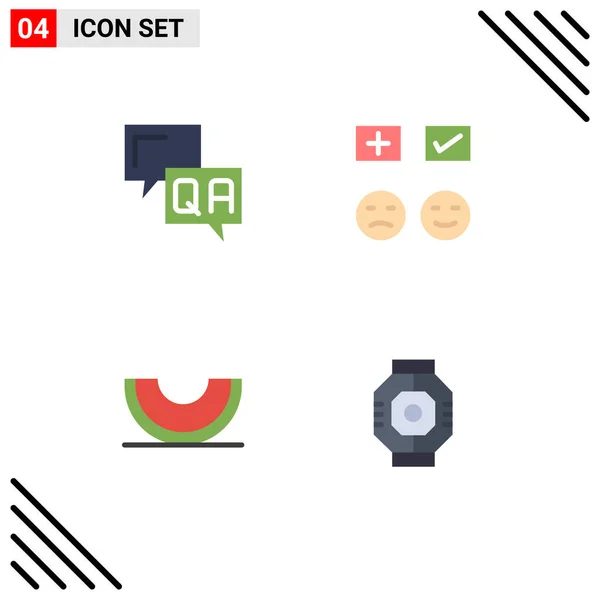 Set Commercial Flat Icons Csomag Választ Bogyó Információk Szomorú Gyümölcs — Stock Vector