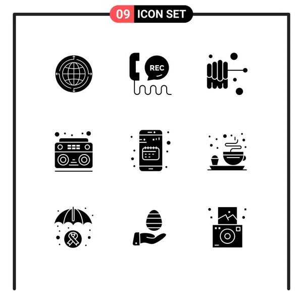 Universal Icon Symbols Group Modern Solid Glyphs Agenda Sound Communication — Stock Vector