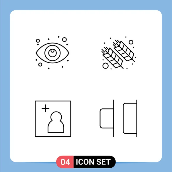 4ユニバーサルライン記号目 カメラ ビュー 画像編集可能なベクトルデザイン要素のシンボル — ストックベクタ