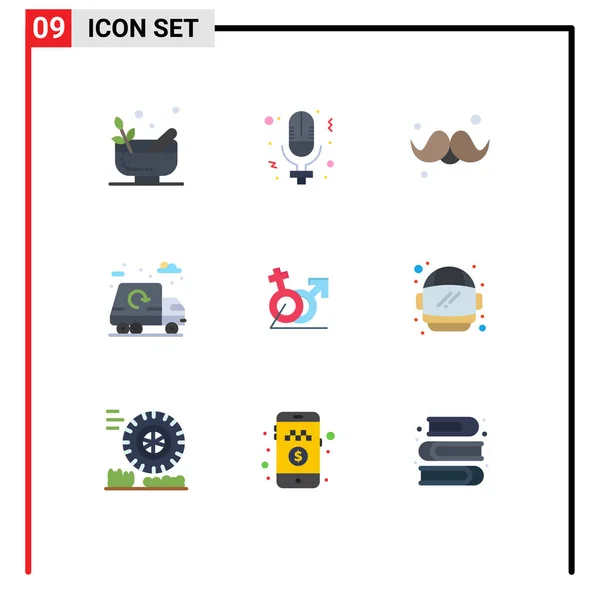 Thematic Vector Flat Colors Editable Symbols Men Garbage Accessories Life — Stock Vector