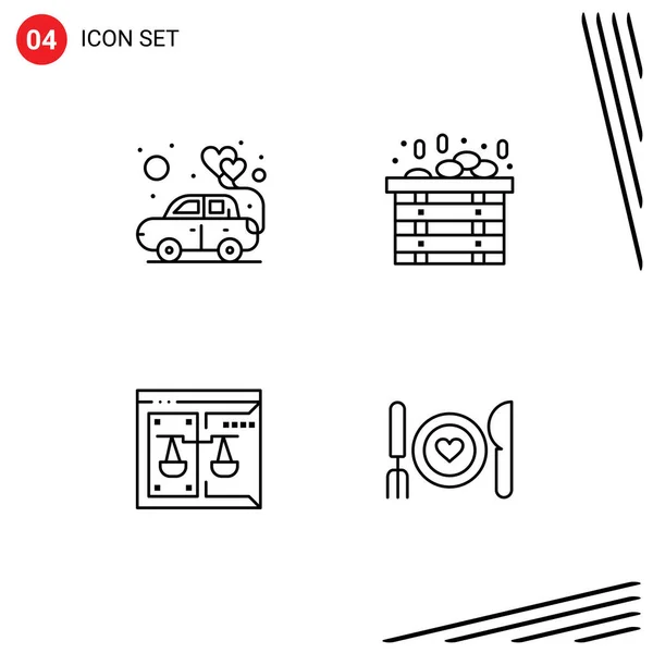 자동차 로맨스 Editable Vector Design Elements — 스톡 벡터