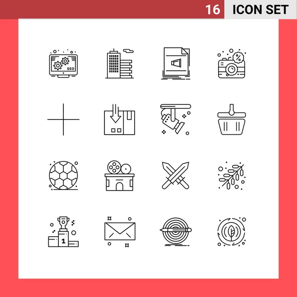 Universal Icon Symbols Group Modernos Contornos Adicionar Dslr Arquivo Desconto — Vetor de Stock