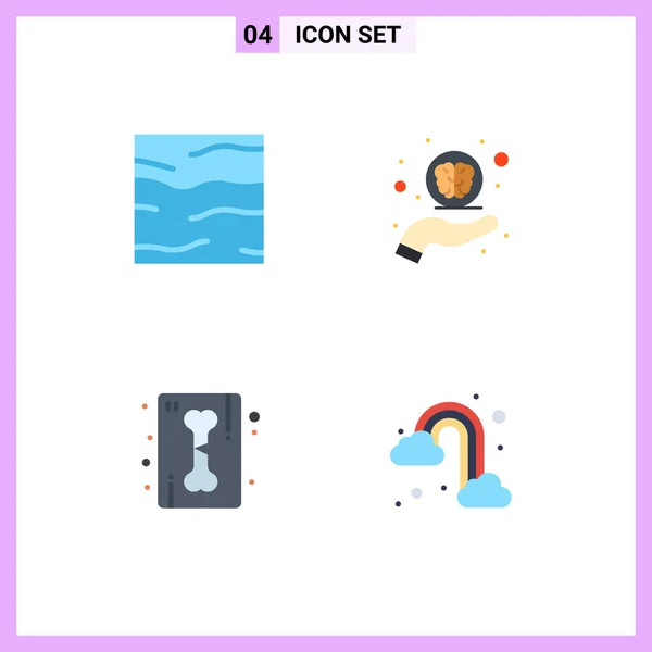 Set Commercial Flat Icons Pack Climate Bone Water Help Ray — Archivo Imágenes Vectoriales