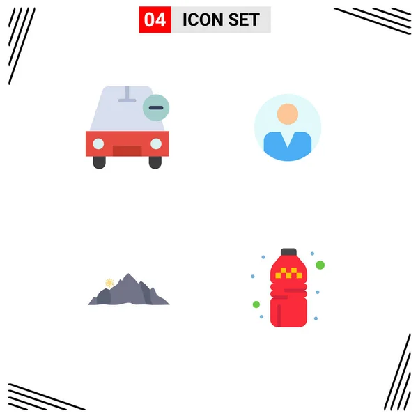 Universal Flat Icons Set Web Mobile Applications Carro Colina Menos — Vetor de Stock