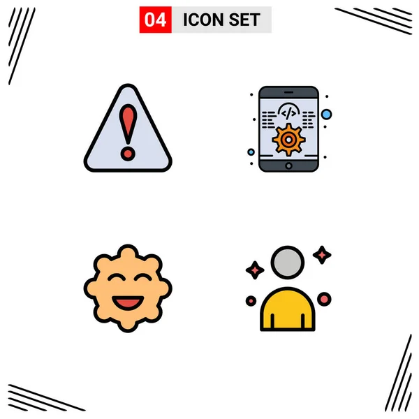 Modernes Set Von Filledline Flache Farben Piktograph Von Alarm Emojis — Stockvektor