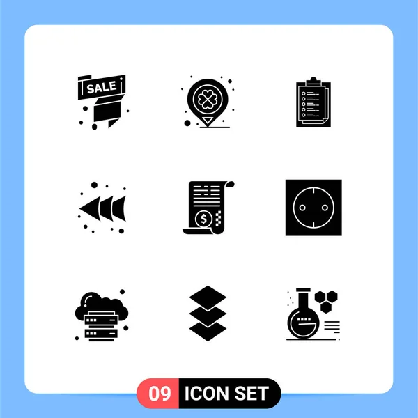 Universal Icon Symbols Group Modern Solid Glyphen Attachment Rewind Marker — Stockvektor