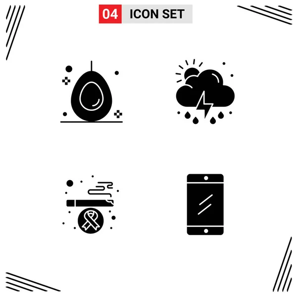 Stock Vector Icon Pack Znakami Symbolami Linii Awokado Palenie Chmura — Wektor stockowy