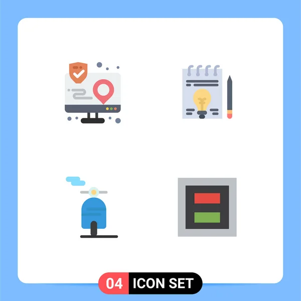 Set Commercial Flat Icons Pack Action Motor Interface Document Transport — Vector de stock