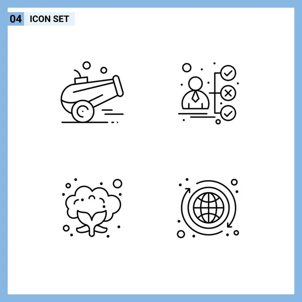 Set Modern Icons Sysymbols Signs Cannon Food Ramadan Portfolio Banking — Vector de stock