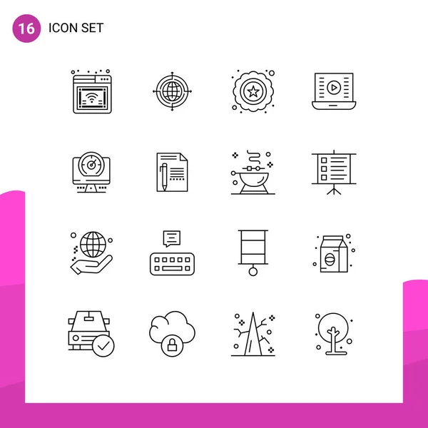 Universal Icon Symbols Group Modern Outlines Computer Watch Video Premium — Stock Vector