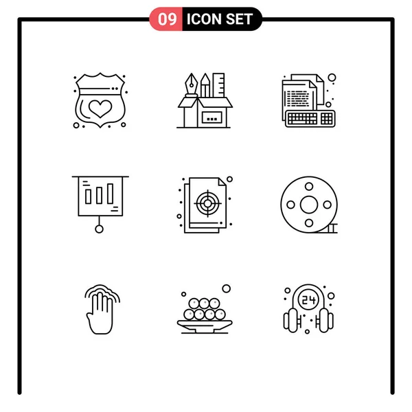 Set Commercial Outlines Pack Money Business Scale File Creative Editable — Stock Vector