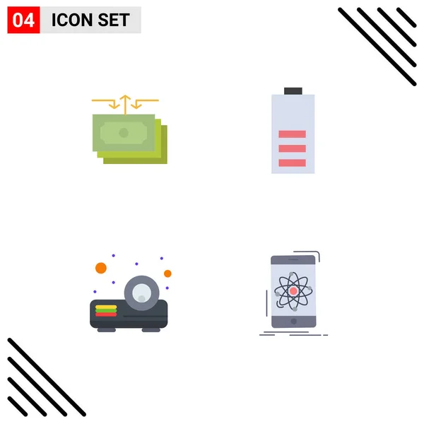 Piso Icon Pack Símbolos Universales Dólar Mitad Efectivo Eléctrico Presentación — Vector de stock