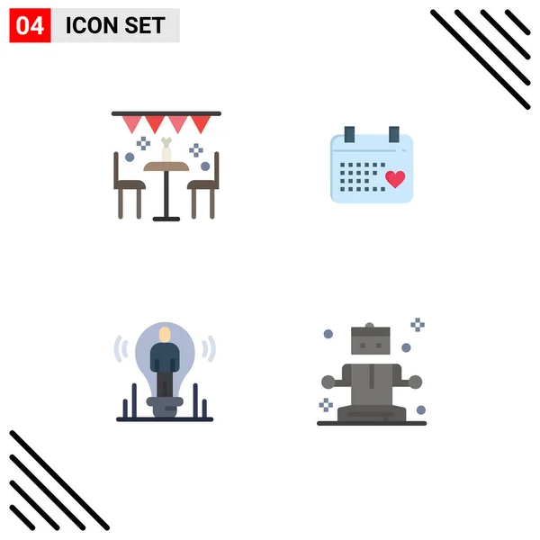 Conjunto Moderno Iconos Planos Símbolos Como Celebración Bombilla Exterior Día — Vector de stock