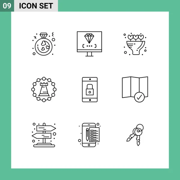 Icône Vectorielle Stock Paquet Signes Symboles Ligne Pour Application Tour — Image vectorielle
