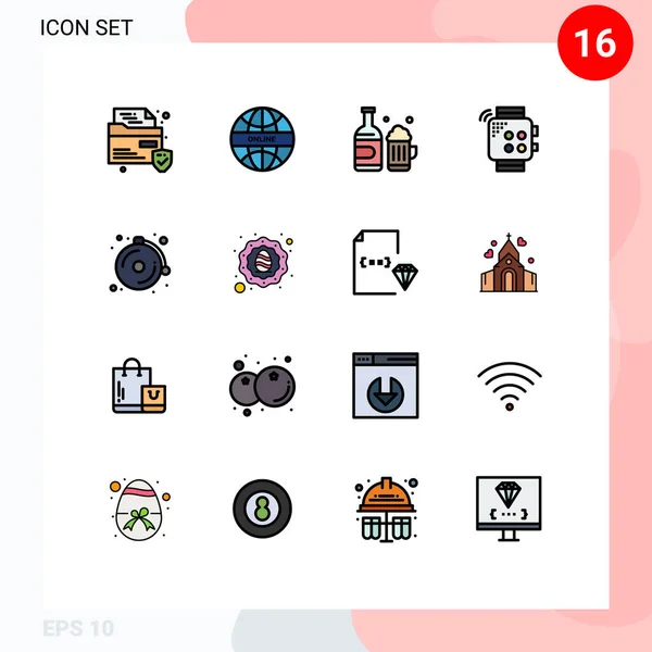 Creative Icons Современные Знаки Символы Колокола Смартфона Пива Руки Часов — стоковый вектор