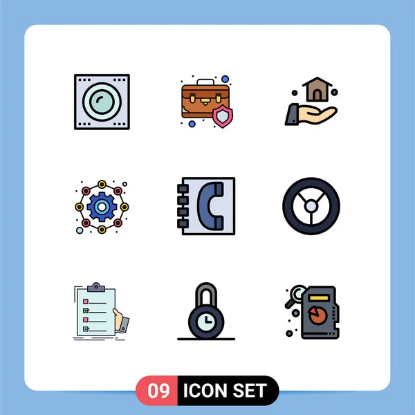 Universal Icon Symbols Group Modern Filledline Flat Colors Communication Working — Vetor de Stock