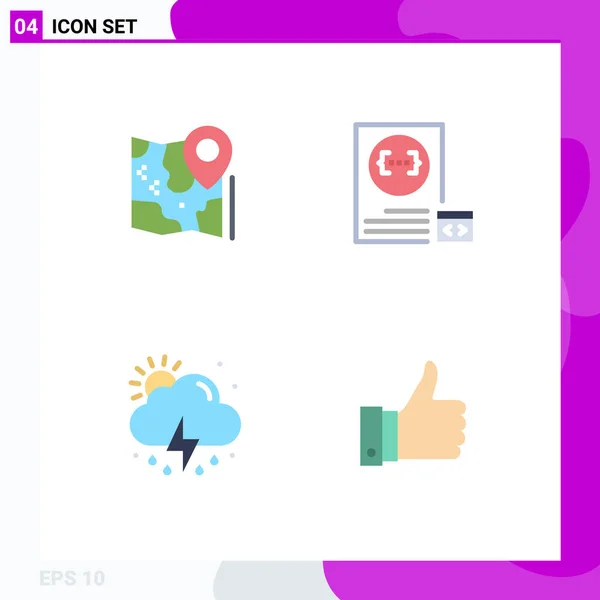 Pack Iconos Color Creativos Del Mapa Planificación Google Codificación Lluvia — Archivo Imágenes Vectoriales