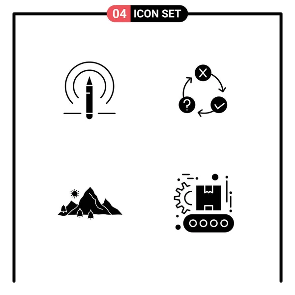 Universal Icon Symbols Group Modern Solid Glyphs Learining Mountain Tools — Vettoriale Stock