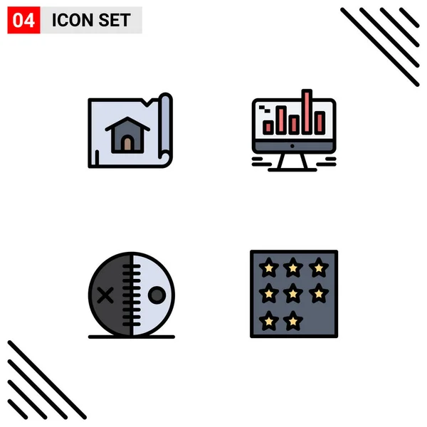 Pictogram Set Simple Filledline Flat Colors Building Costume House Computer — 스톡 벡터