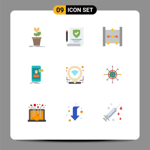 Interface Utilisateur Flat Color Pack Signes Symboles Modernes Gps Conversation — Image vectorielle