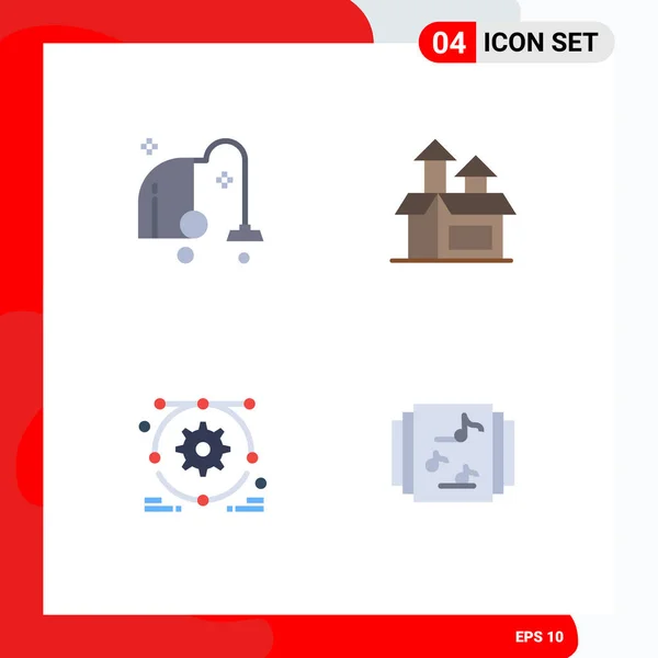 Flat Icon Concept Websites Mobile Apps Cleaning Web Design Vacuum — Vettoriale Stock