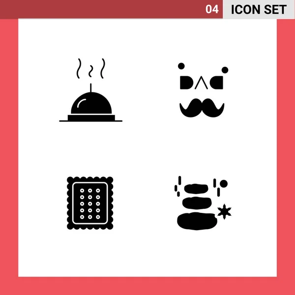 Pictogram Set Simple Solid Glyphs Dish Bread Dad Love Meal — 스톡 벡터