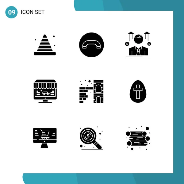 Set Icone Moderne Simboli Segni Shopping Negozio Business Online Uomo — Vettoriale Stock
