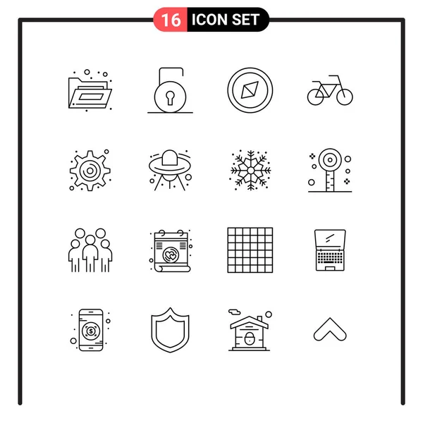 Universal Icon Symbols Group Modern Outlines Space Alien Orientation Settings — Stockový vektor