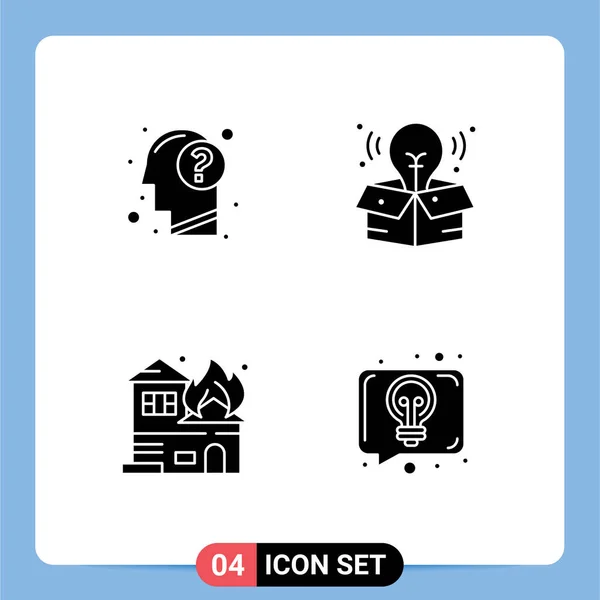Set Modern Icons Sysymbols Signs Answer Burning Human Process House — Vector de stock