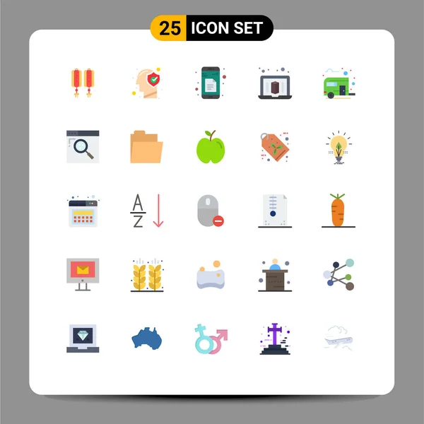User Interface Flat Color Pack Modern Signs Symbols Camp Bus — Διανυσματικό Αρχείο