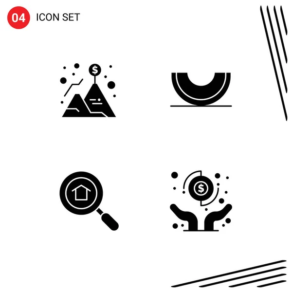 User Interface Pack Basic Solid Glyphs Achievement Slice Success Food — Vector de stock