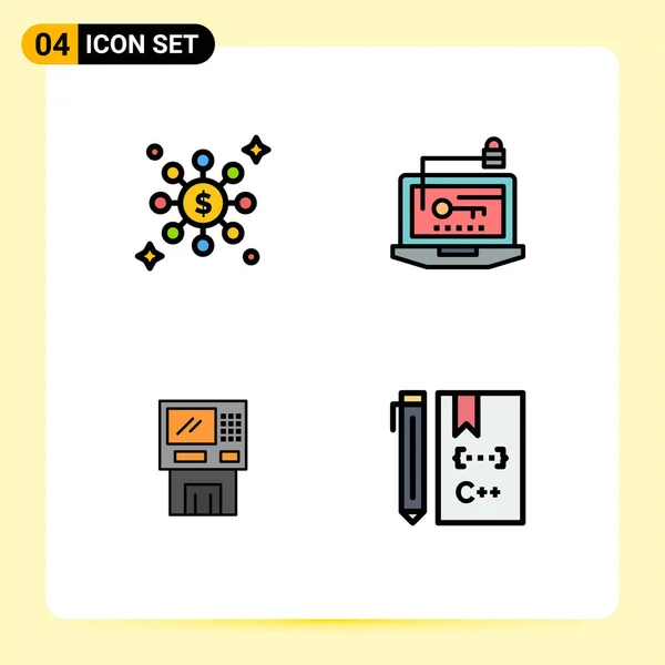 Creative Icons Современные Знаки Символы Доллара Баннер Доступ Ключ Кэшпойнт — стоковый вектор