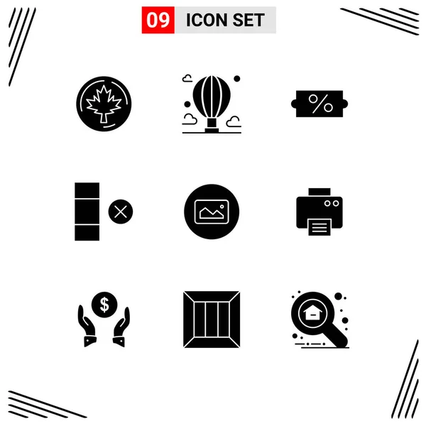 Set Modern Icons Sysymbols Signs Basic Image Sky Row Cell — Vector de stock