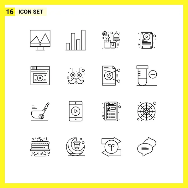 Set Modern Icons Symbols Signs Web Internet Sale Storage Hard — Stock Vector