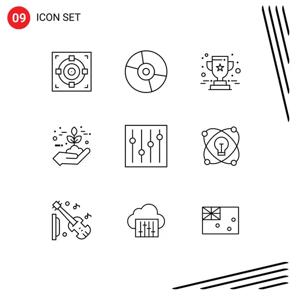 Stock Vector Icon Pack Mit Zeilenzeichen Und Symbolen Für Wachstum — Stockvektor