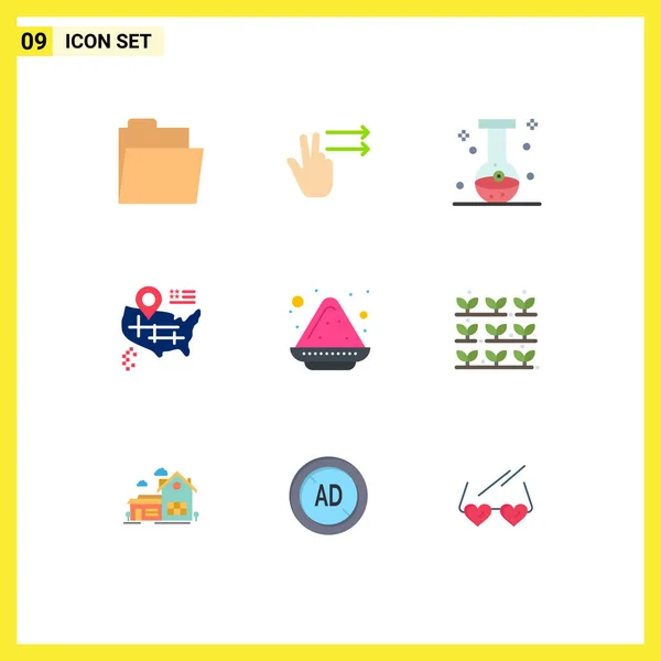 Set Modern Icons Symbols Signs Powder Color Chemical Color Plate — Stock Vector