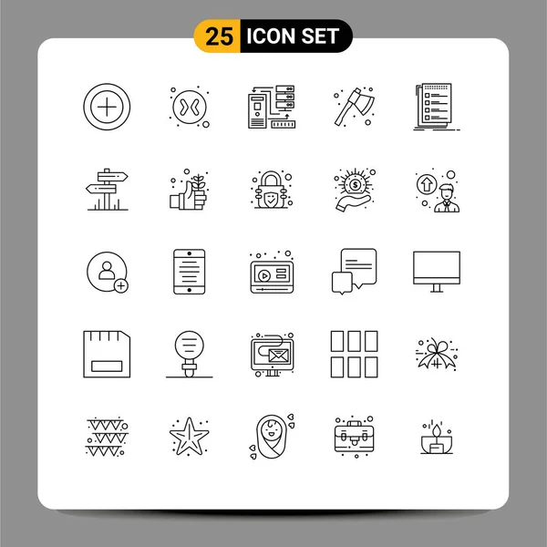 Stock Vector Icon Pack Mit Linienzeichen Und Symbolen Für Liste — Stockvektor