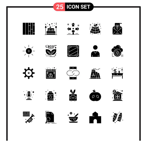 25通用固体晶状体符号E 礼品盒 圣诞礼物可编辑矢量设计元素的符号 — 图库矢量图片