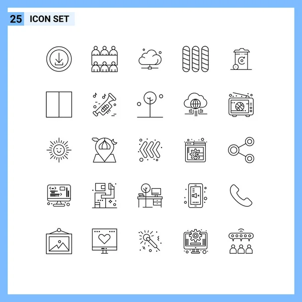 Stock Vector Icon Pack Mit Zeilenzeichen Und Symbolen Für Recycling — Stockvektor