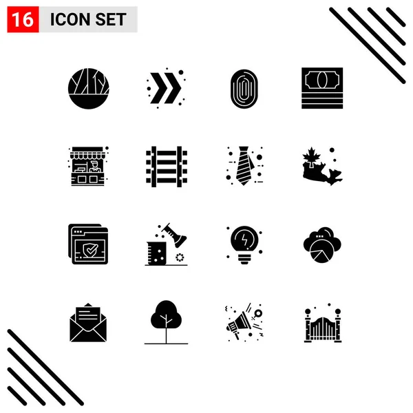Set Modern Icons Sysymbols Signs Stall Pack Identity Money Scanning — Archivo Imágenes Vectoriales