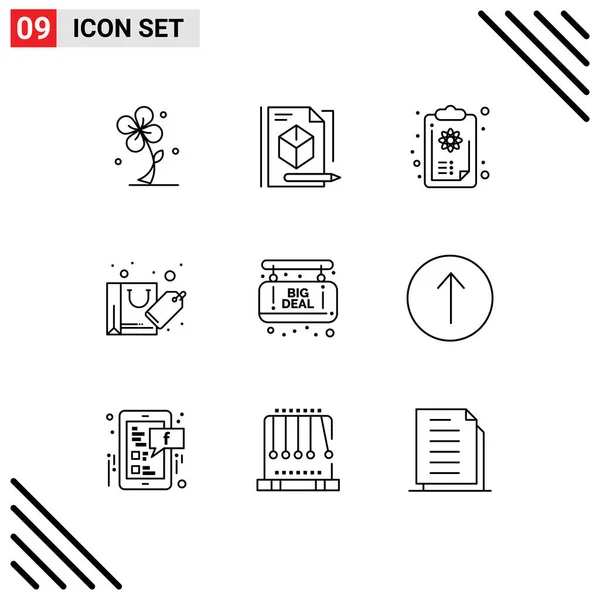 Pictogram Set Simple Outlines Board Shopping Technology Discount Logic Editable — Stock Vector