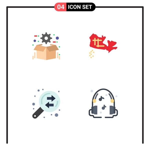 Set Vector Flat Icons Grid Box Data Analysis Package Map — Vector de stock