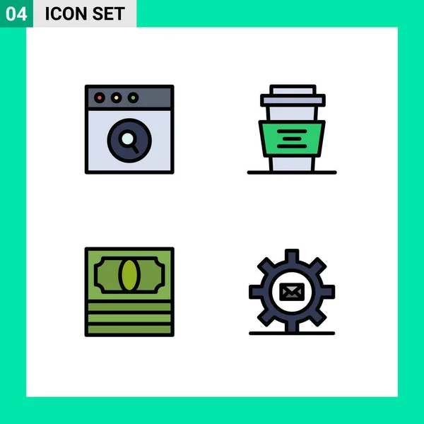 Stock Vector Icon Pack Line Signs Symbols App Money Beverages — Stock Vector