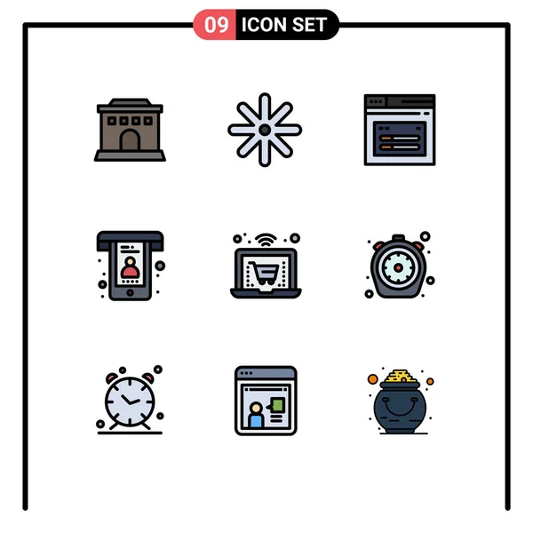 Universal Icon Symbols Group Modern Filledline Flat Colors Chrono Shopping — Vetor de Stock