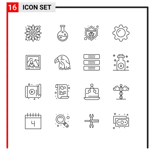 Universal Icon Symbols Group Modern Vázlatok Kép Tükör Seo Smink — Stock Vector