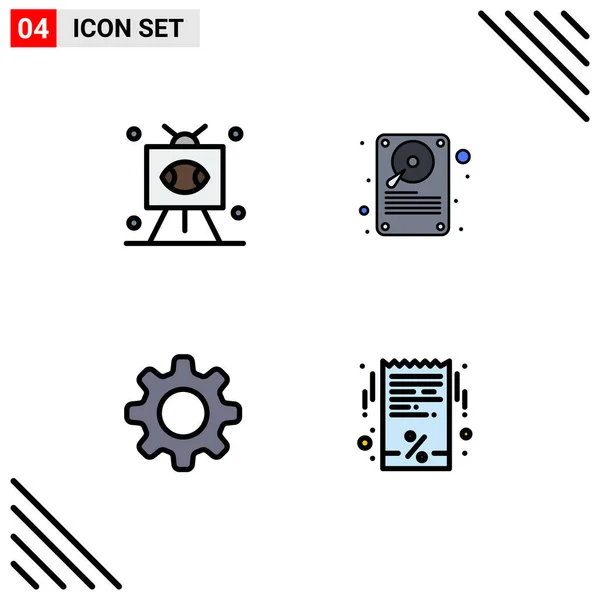 Set Modern Icons Symbols Signs Football Cog Sports Hard Disc — Stock Vector