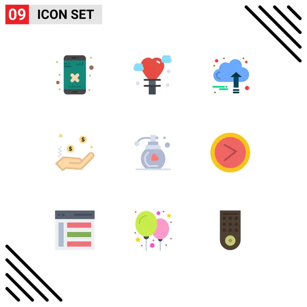 Set Modern Icons Sysymbols Signs Fragrance Hand Business Dollar Charity — Vector de stock